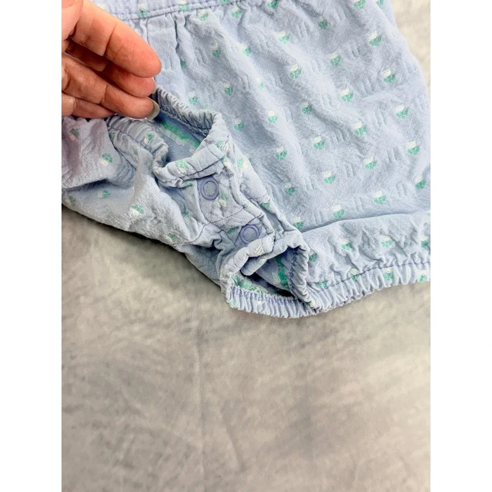 Vtg 80s 90s OshKosh B'gosh Baby Girls sz 12M Floral Bubble Romper shortalls USA